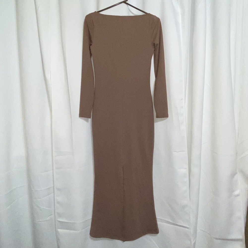 Wild Fable Butter Bliss Brown Long Sleeve Bodycon Long Dress Size Small Pullover - Picture 2 of 4